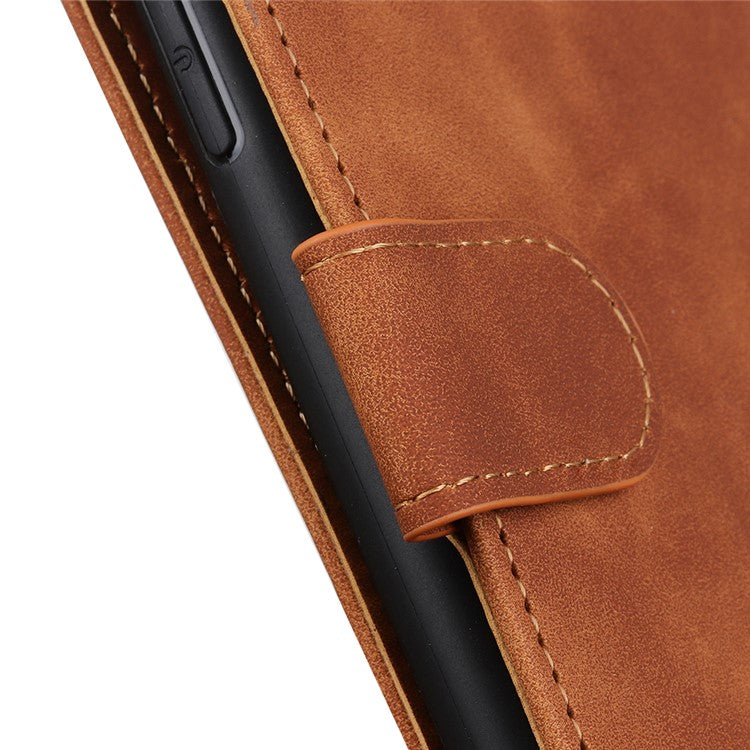 KHAZNEH For Oppo Reno8 T 4G Retro Texture Phone Case PU Leather Stand Wallet Phone Cover - Brown