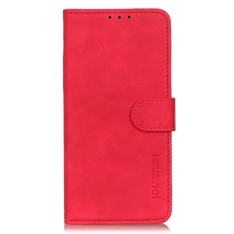 KHAZNEH For Oppo Reno8 T 4G Retro Texture Phone Case PU Leather Stand Wallet Phone Cover - Red