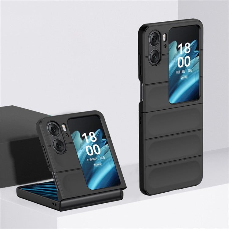 Skin-touch Phone Case for Oppo Find N2 Flip 5G Rugged Hard PC Protective Phone Cover - Black