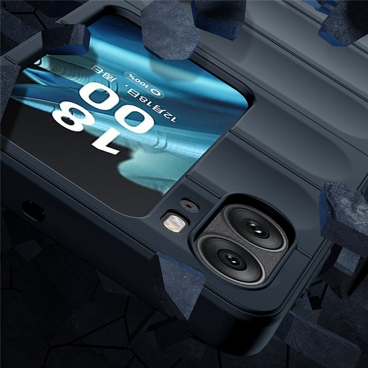 Skin-touch Phone Case for Oppo Find N2 Flip 5G Rugged Hard PC Protective Phone Cover - Blue