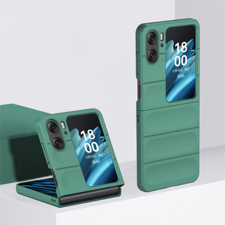 Skin-touch Phone Case for Oppo Find N2 Flip 5G Rugged Hard PC Protective Phone Cover - Green