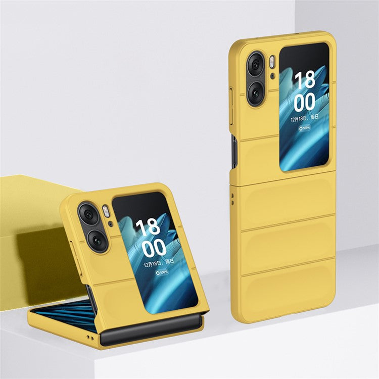Skin-touch Phone Case for Oppo Find N2 Flip 5G Rugged Hard PC Protective Phone Cover - Yellow