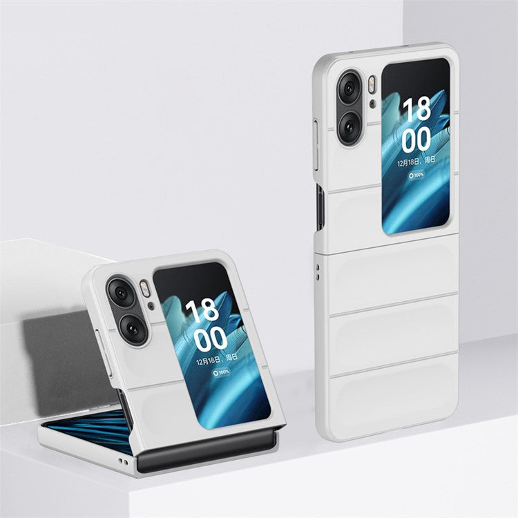 Skin-touch Phone Case for Oppo Find N2 Flip 5G Rugged Hard PC Protective Phone Cover - White
