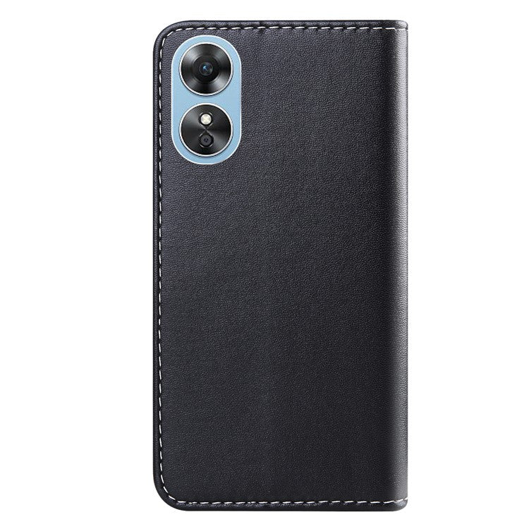 PU Leather Phone Case for Oppo A17 4G Three-color Splicing Stand Wallet Phone Cover - Black / White / Grey