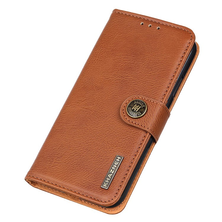 KHAZNEH For OnePlus Ace 2 5G / 11R 5G Cowhide Texture Leather Phone Case Anti-shock Flip Cover Wallet Stand - Brown