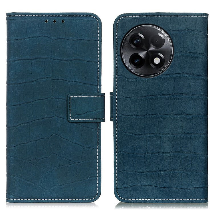 For OnePlus Ace 2 5G / 11R 5G Crocodile Texture Leather Shockproof Phone Case with Wallet Stand - Blackish Green