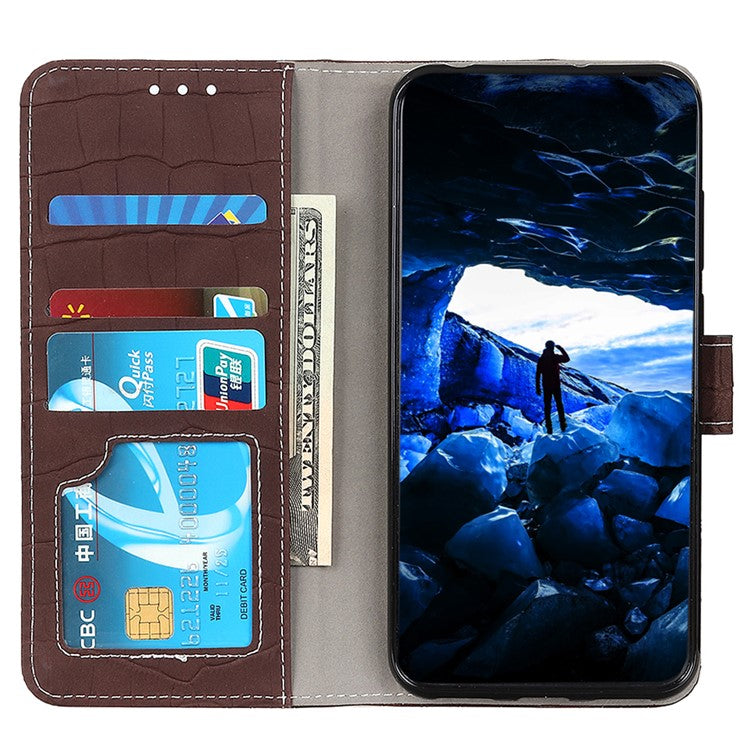 For OnePlus Ace 2 5G / 11R 5G Crocodile Texture Leather Shockproof Phone Case with Wallet Stand - Brown