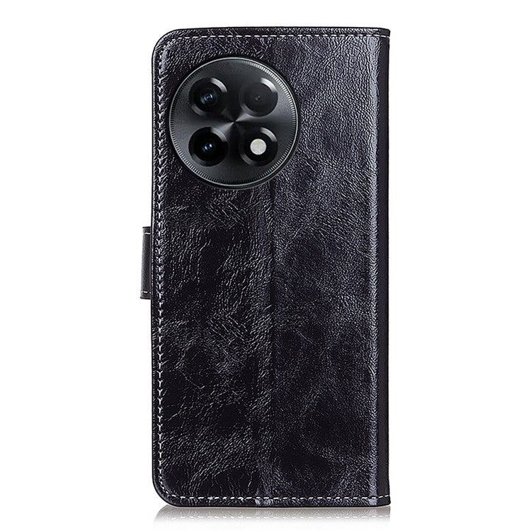 For OnePlus Ace 2 5G / 11R 5G Retro Phone Case Stand Crazy Horse Texture Leather Wallet Shockproof Cover - Black