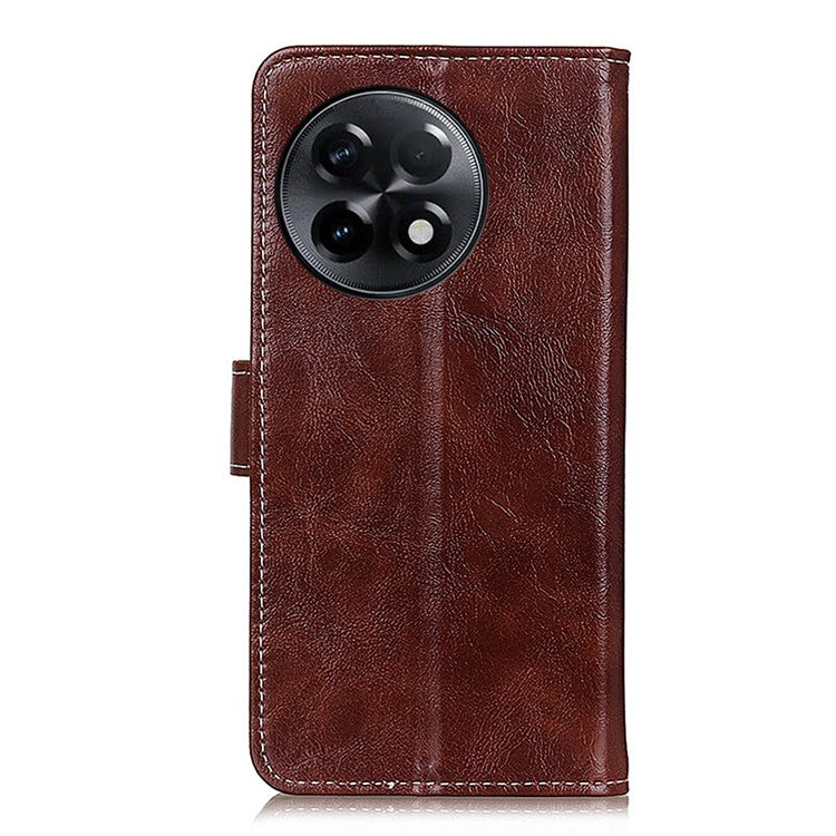 For OnePlus Ace 2 5G / 11R 5G Retro Phone Case Stand Crazy Horse Texture Leather Wallet Shockproof Cover - Brown