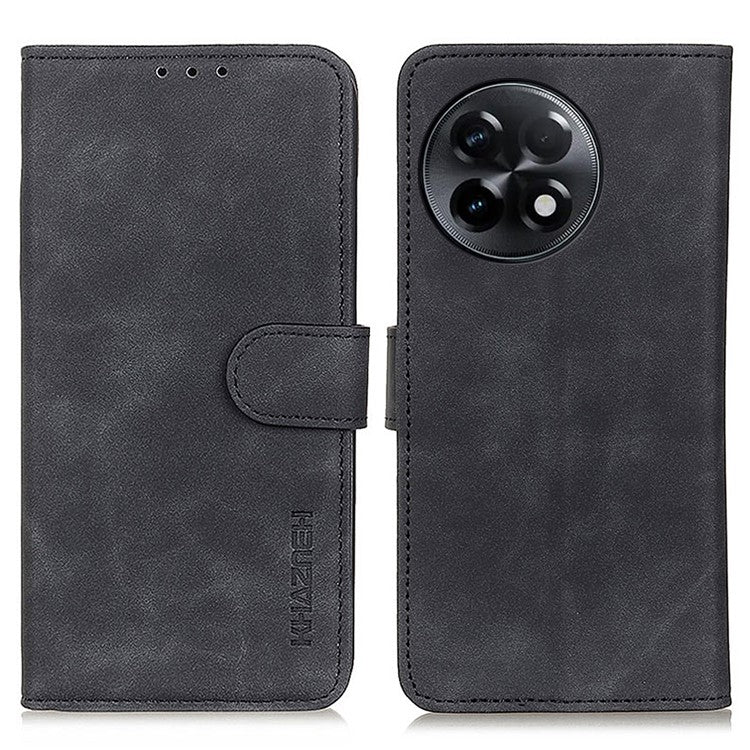 KHAZNEH For OnePlus Ace 2 5G / 11R 5G Phone Wallet Case Retro Texture Leather Stand Protective Phone Cover - Black