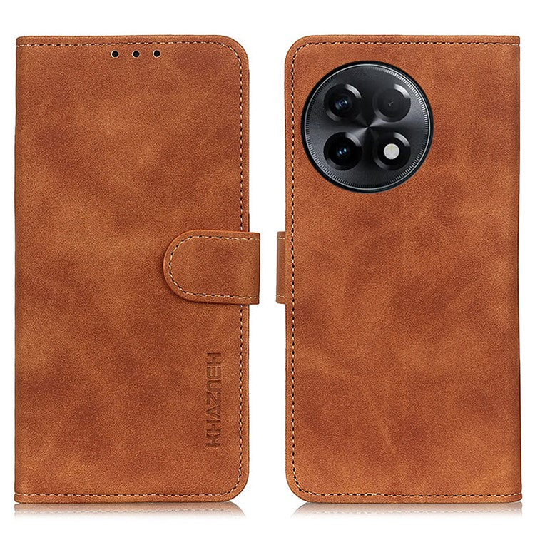 KHAZNEH For OnePlus Ace 2 5G / 11R 5G Phone Wallet Case Retro Texture Leather Stand Protective Phone Cover - Brown