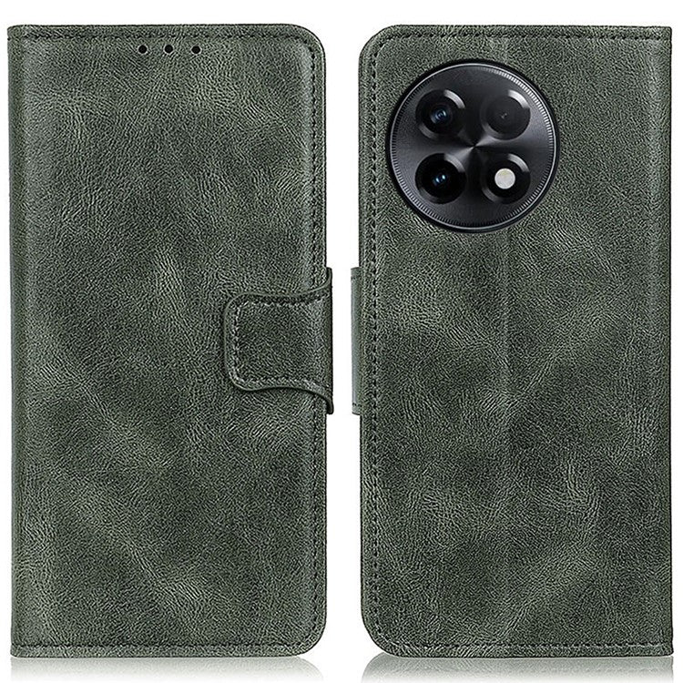 PU Leather Phone Case for OnePlus Ace 2 5G / 11R 5G Crazy Horse Texture Stand Wallet Cover - Blackish Green