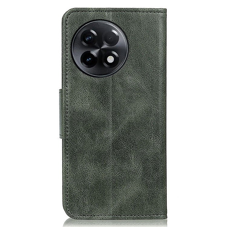 PU Leather Phone Case for OnePlus Ace 2 5G / 11R 5G Crazy Horse Texture Stand Wallet Cover - Blackish Green