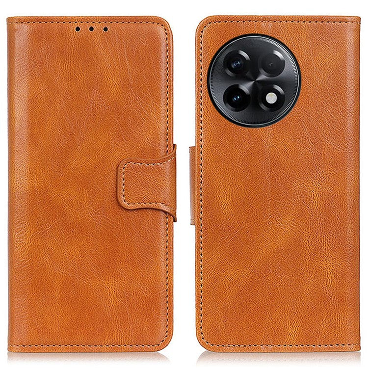 PU Leather Phone Case for OnePlus Ace 2 5G / 11R 5G Crazy Horse Texture Stand Wallet Cover - Brown