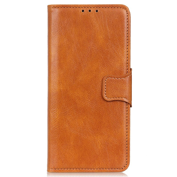 PU Leather Phone Case for OnePlus Ace 2 5G / 11R 5G Crazy Horse Texture Stand Wallet Cover - Brown