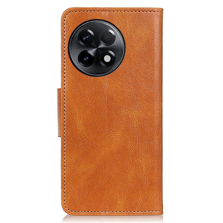 PU Leather Phone Case for OnePlus Ace 2 5G / 11R 5G Crazy Horse Texture Stand Wallet Cover - Brown
