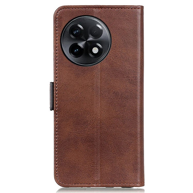 For OnePlus Ace 2 5G / 11R 5G Anti-Dust Cowhide Texture Phone Leather Cover Wallet Stand Phone Case - Brown