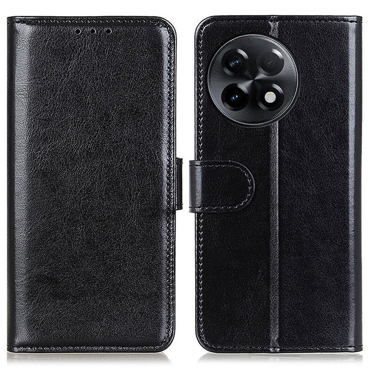 Cell Phone Case for OnePlus Ace 2 5G / 11R 5G , Flip PU Leather Crazy Horse Texture Wallet Stand Phone Cover - Black