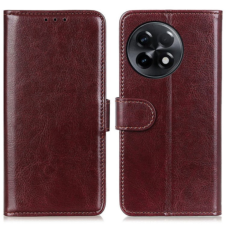 Cell Phone Case for OnePlus Ace 2 5G / 11R 5G , Flip PU Leather Crazy Horse Texture Wallet Stand Phone Cover - Brown