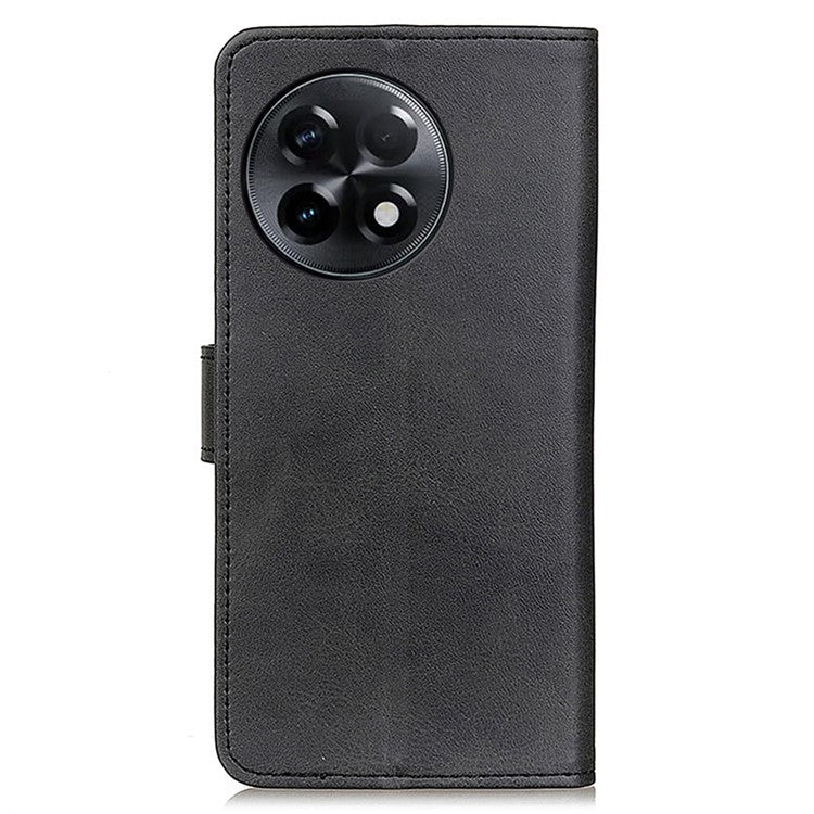 For OnePlus Ace 2 5G / 11R 5G Cowhide Texture Stand Case Wallet PU Leather Phone Cover - Black
