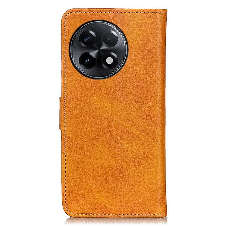 For OnePlus Ace 2 5G / 11R 5G Cowhide Texture Stand Case Wallet PU Leather Phone Cover - Brown