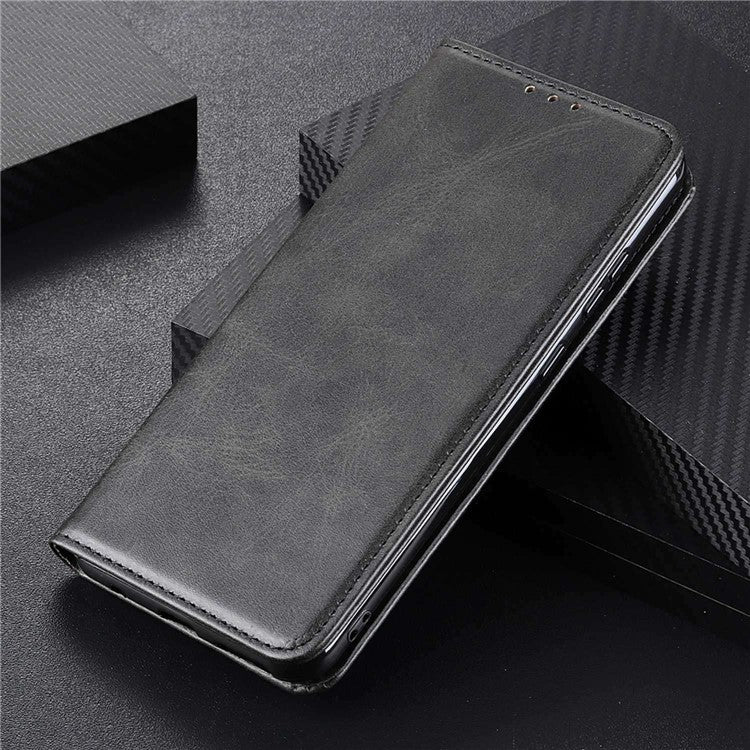 Split Leather Phone Stand Case for OnePlus Ace 2 5G / 11R 5G Shockproof Wallet Cover - Black