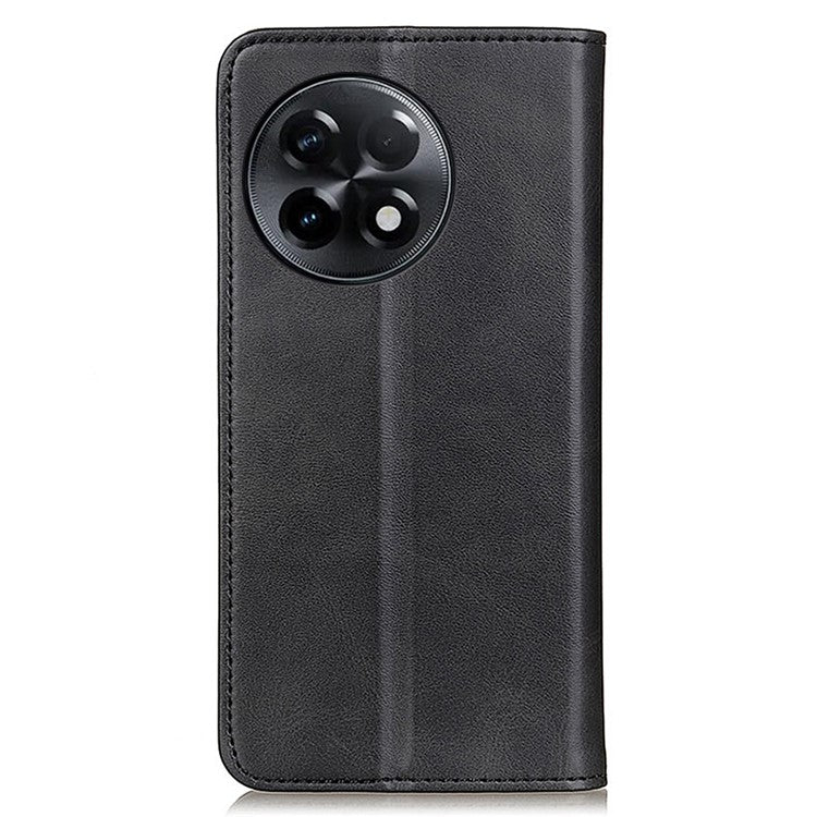 Split Leather Phone Stand Case for OnePlus Ace 2 5G / 11R 5G Shockproof Wallet Cover - Black