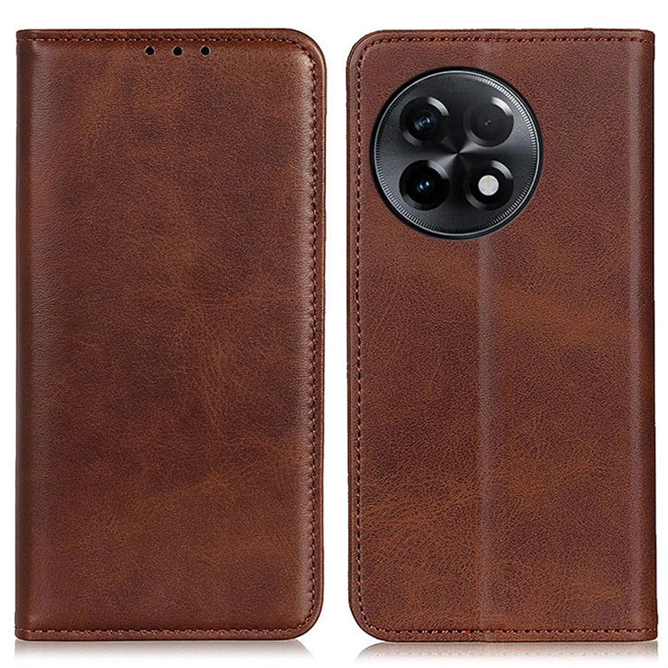 Split Leather Phone Stand Case for OnePlus Ace 2 5G / 11R 5G Shockproof Wallet Cover - Coffee