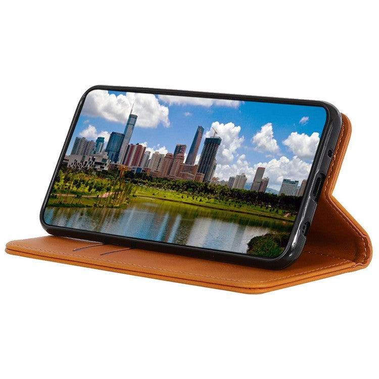 Split Leather Phone Stand Case for OnePlus Ace 2 5G / 11R 5G Shockproof Wallet Cover - Brown