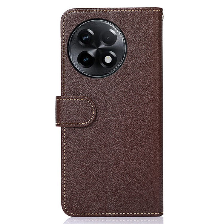 KHAZNEH For OnePlus Ace 2 5G / 11R 5G Stand Wallet Case RFID Blocking PU Leather Litchi Texture Cover - Brown