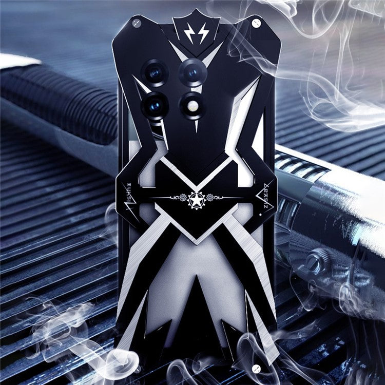 For OnePlus 11 5G Heavy Duty Armor Metal Phone Case Rugged Shockproof Mobile Phone Cover - Black