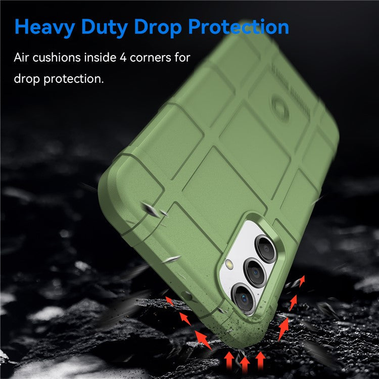 Drop-proof TPU Phone Cover for Samsung Galaxy A24 4G (162.1 x 77.6 x 8.3mm) Rugged Square Grid Texture Phone Case - Green