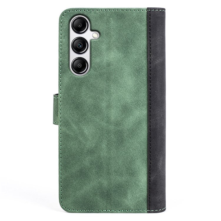 For Samsung Galaxy A34 5G Wallet Case Dual Color Splicing Stand PU Leather Phone Cover - Green