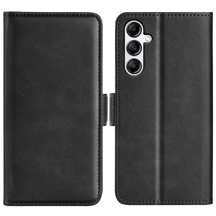 Wallet Cover for Samsung Galaxy A34 5G Calf Texture Stand PU Leather Protective Case - Black