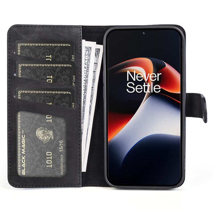 For OnePlus Ace 2 5G / 11R 5G Wallet Case Dual Color Splicing PU Leather Phone Cover with Stand - Black