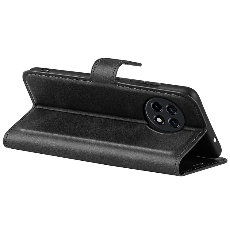 For OnePlus Ace 2 5G / 11R 5G Calf Texture Stand Wallet Case Square Magnetic Clasp Phone Cover - Black