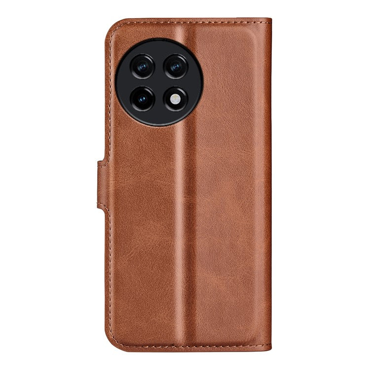 For OnePlus Ace 2 5G / 11R 5G Calf Texture Stand Wallet Case Square Magnetic Clasp Phone Cover - Light Brown