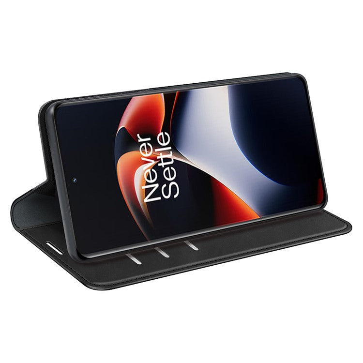 For OnePlus Ace 2 5G / 11R 5G Skin-touch Stand Wallet Case PU Leather Flip Phone Cover - Black