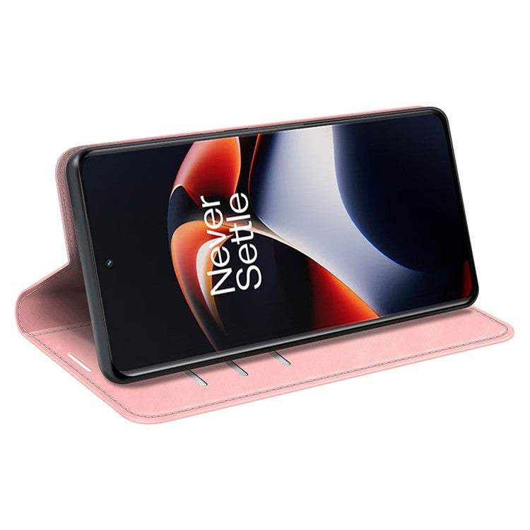 For OnePlus Ace 2 5G / 11R 5G Skin-touch Stand Wallet Case PU Leather Flip Phone Cover - Pink