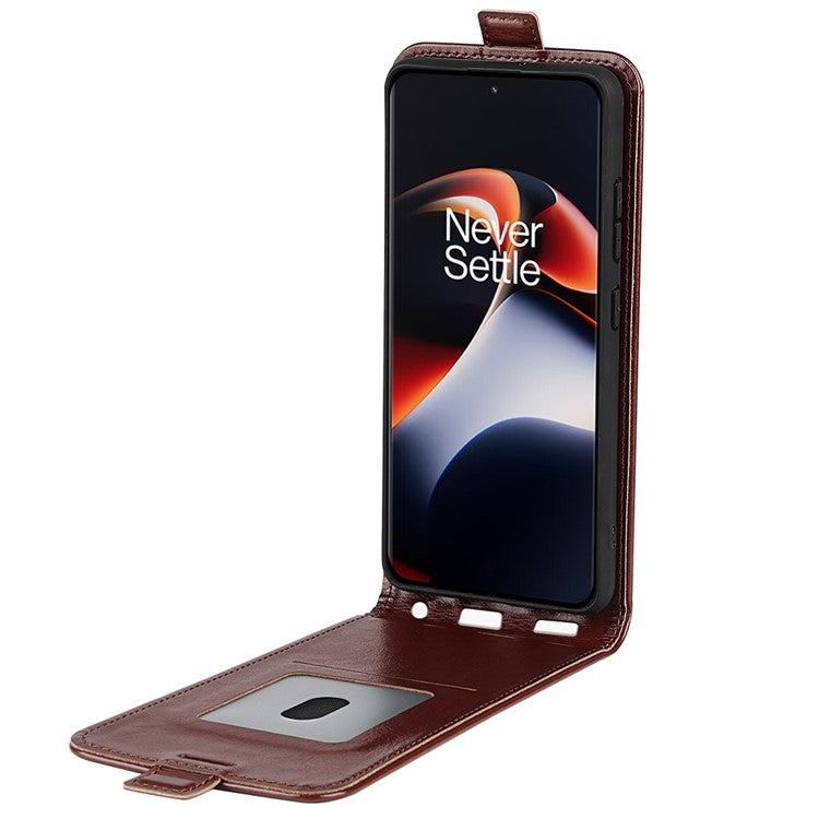 Vertical Flip Cover for OnePlus Ace 2 5G / 11R 5G , Crazy Horse Texture Leather Card Slot Case - Brown