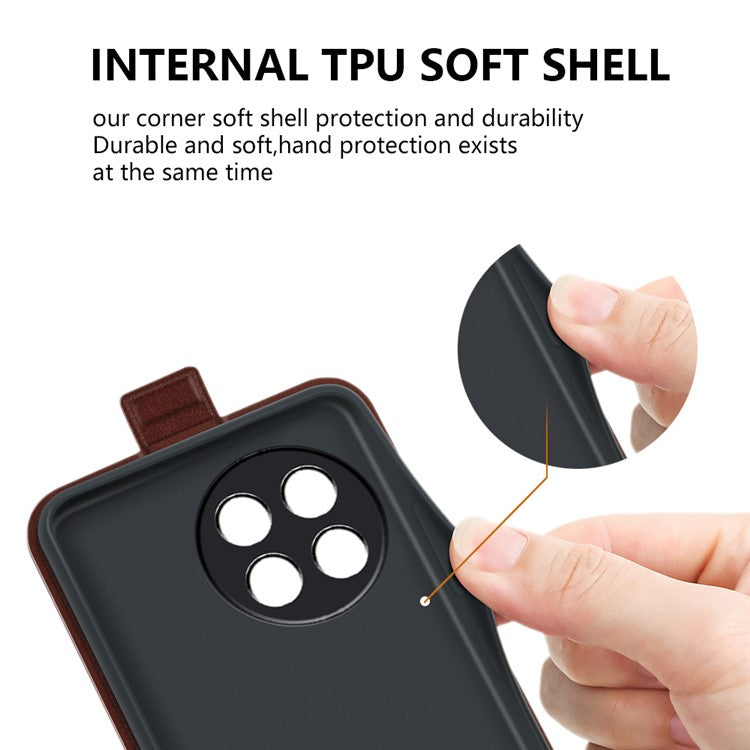 Vertical Flip Cover for OnePlus Ace 2 5G / 11R 5G , Crazy Horse Texture Leather Card Slot Case - Brown