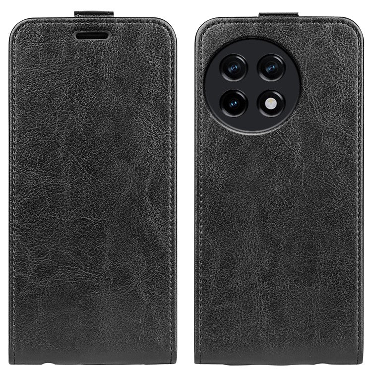 Vertical Flip Cover for OnePlus Ace 2 5G / 11R 5G , Crazy Horse Texture Leather Card Slot Case - Black