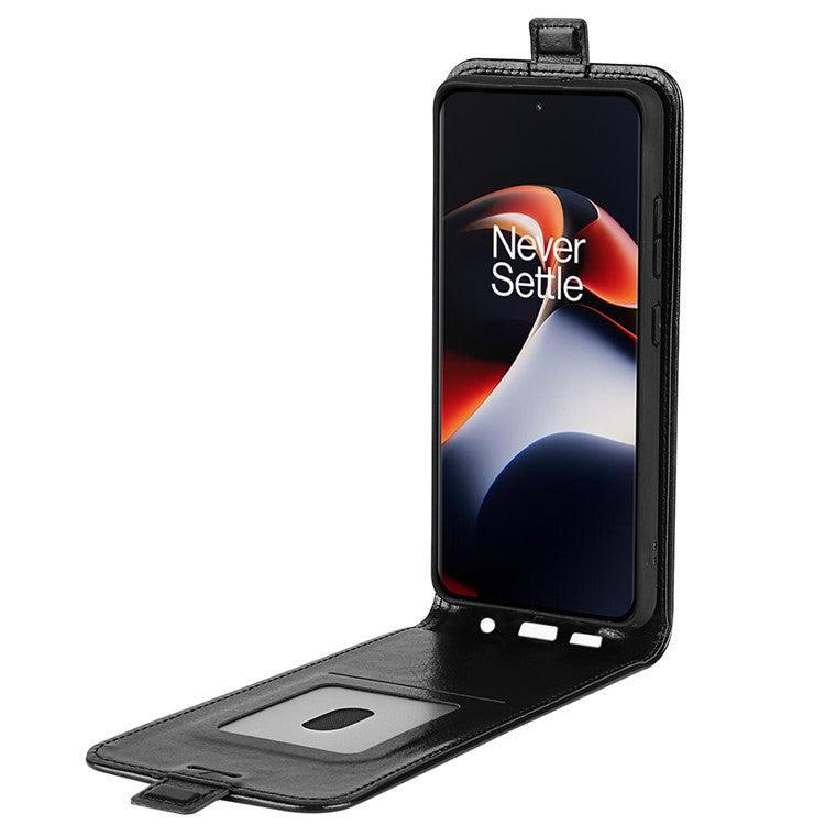 Vertical Flip Cover for OnePlus Ace 2 5G / 11R 5G , Crazy Horse Texture Leather Card Slot Case - Black