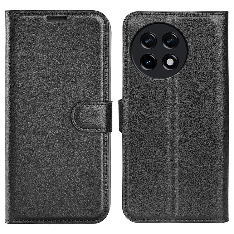Shockproof Phone Case for OnePlus Ace 2 5G / 11R 5G Litchi Texture Wallet Phone Cover with Stand - Black