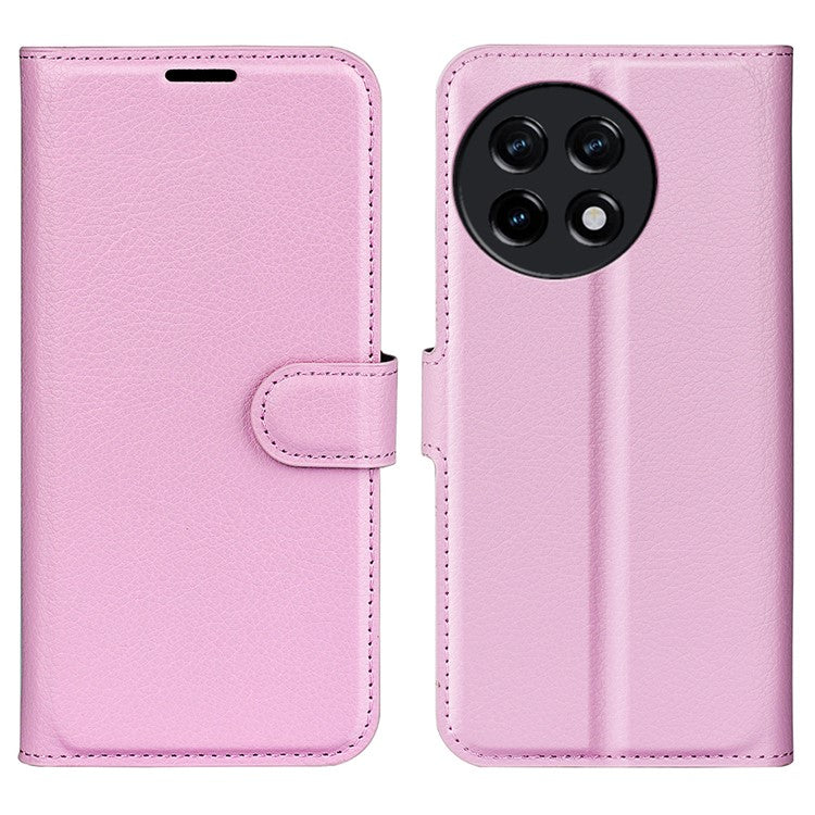 Shockproof Phone Case for OnePlus Ace 2 5G / 11R 5G Litchi Texture Wallet Phone Cover with Stand - Pink