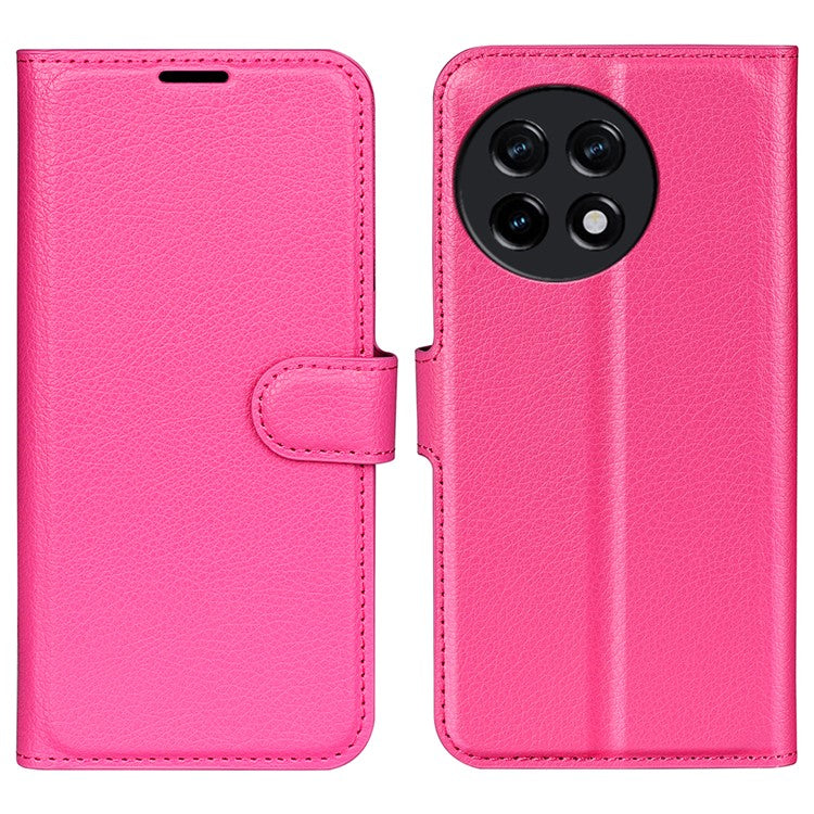 Shockproof Phone Case for OnePlus Ace 2 5G / 11R 5G Litchi Texture Wallet Phone Cover with Stand - Rose