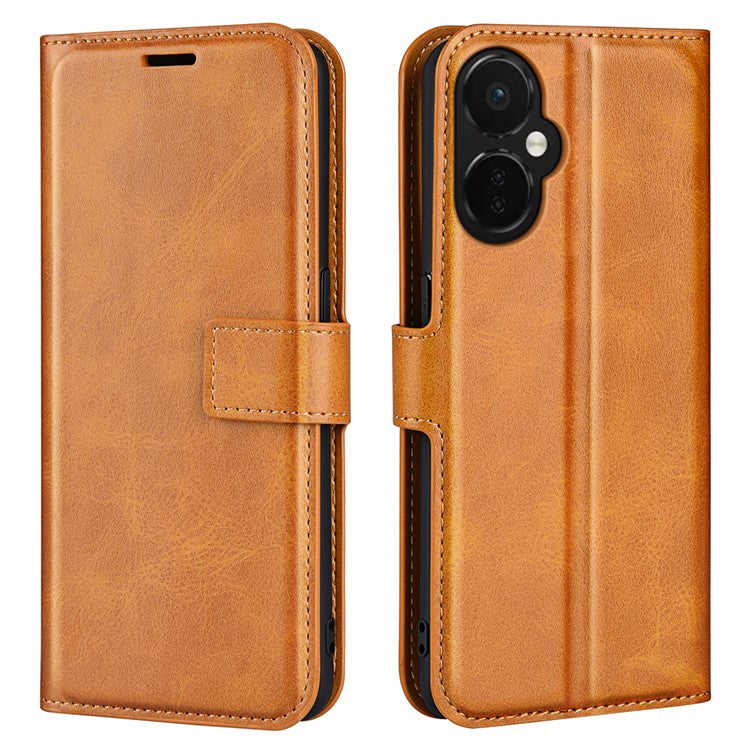 For OnePlus Nord CE 3 Lite 5G / Nord N30 5G Leather Calf Texture Stand Wallet Phone Case Square Magnetic Phone Cover - Yellow
