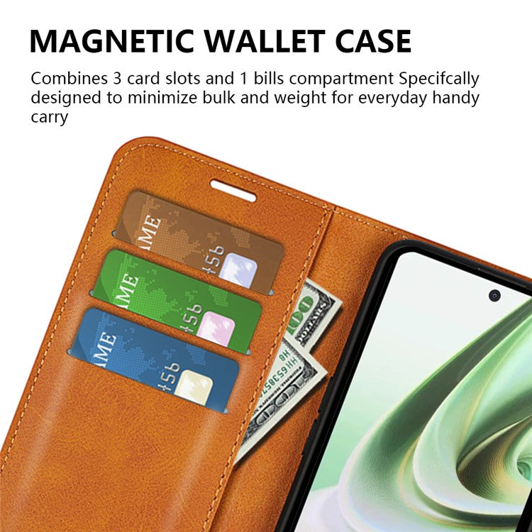 For OnePlus Nord CE 3 Lite 5G / Nord N30 5G Leather Calf Texture Stand Wallet Phone Case Square Magnetic Phone Cover - Yellow