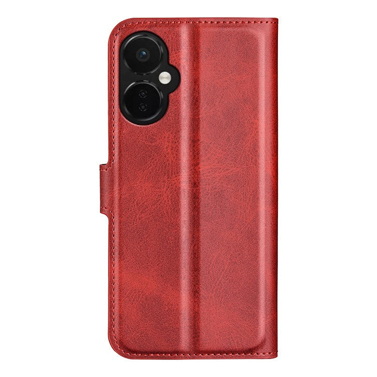 For OnePlus Nord CE 3 Lite 5G / Nord N30 5G Leather Calf Texture Stand Wallet Phone Case Square Magnetic Phone Cover - Red