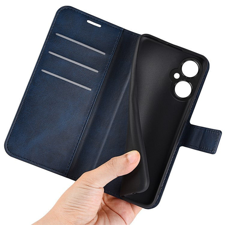For OnePlus Nord CE 3 Lite 5G / Nord N30 5G Leather Calf Texture Stand Wallet Phone Case Square Magnetic Phone Cover - Blue